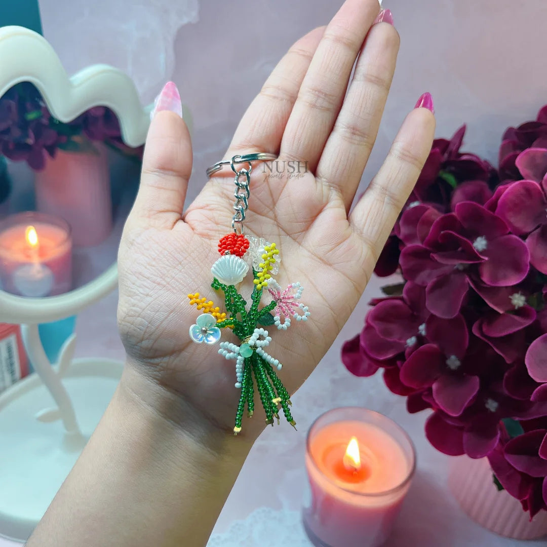 Flower bouquet keychain/phone charm